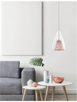 NOVA LUCE z�v�sn� sv�tidlo HUGO chromovan� hlin�k �ir� sklo a r��ov� zlat� r�m G9 1x5W bez ��rovky 1600200501