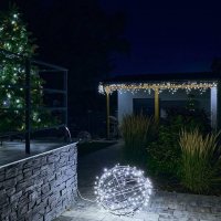 DecoLED LED sv�teln� koule, ledov� b�l�, �ern� kabel, pr. 80 cm