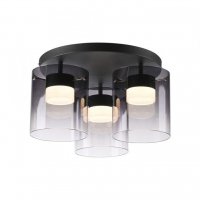 JUST LIGHT LED stropn� sv�tidlo �ern� kou�ov� sklo do lo�nice, krokov� stm�vateln� 3000K