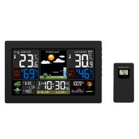 Solight meteostanice, XL barevn� LCD, teplota, vlhkost, tlak, RCC, �ern� TE81XL