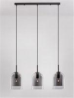 NOVA LUCE z�v�sn� sv�tidlo VELOR dvouvrstv� kou�ov� sklo �ern� kabel �ern� kovov� z�kladna E27 3x12W 230V IP20 bez ��rovky 9236720