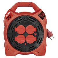 EMOS Venk. prodl. kabel na bubnu 20 m / 4 z�s. / guma / 230 V / 1,5 mm2 s LED reflektorem P08420