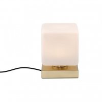 PAUL NEUHAUS LED stoln� lampa mosaz, tvar kostky, dotykov� stm�va�, nad�asov� design 3000K