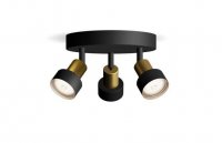 Philips Conduit bodov� sv�tidlo 3x GU10 5W bez zdroje 20cm kulat� IP20, �ern�/zlat�