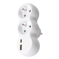 Solight rozbo�ka s USB A+C nab�je�kou, 2 x 10A, b�l� P100USBC