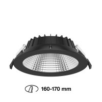 SLC vestavn� LED sv�tidlo Shift pr.160-170 mm �ern� 1900lm 3000/4000K Ra80 bez driveru IP54/IP40 UGR19
