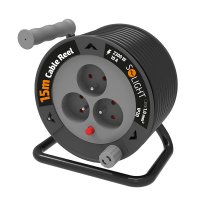 Solight prodlu�ovac� p��vod na bubnu 15m, 3 z�suvky, �ern� kabel, 3x 1,0mm2 PB24B