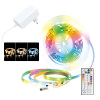 Solight LED sv�teln� p�s, RGB + 3CCT, 5m, sada s 24V adapt�rem a d�lk. ovlada�em, 5W/m, IP65 WM60