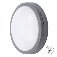 Solight LED venkovn� osv�tlen� se senzorem Siena, �ed�, 20W, 1500lm, 4000K, IP54, 23cm WO781-G-M