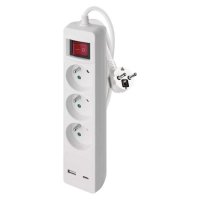EMOS Prodlužovací kabel 2 m / 3 zásuvky / s vypínačem / bílý / 1×USB-A + 1×USB-C / 1,5 mm2 P1312CU EMOS Prodlužovací kabel 2 m / 3 zásuvky / s vypínačem / bílý / 1×USB-A + 1×USB-C / 1,5 mm2 P1312CU