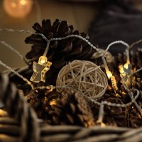 LED světelný řetěz na baterie, 10 teple bílých diod, 1,5 m, akryloví andílci LED světelný řetěz na baterie, 10 teple bílých diod, 1,5 m, akryloví andílci