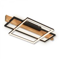 BRILONER Cadre LED stropn� sv�tidlo, p��m� a nep��m� osv�tlen�, 3-krokov� sp�n�n�, 2 r�my, dekor d�eva, 55x30 cm, �ern�/d�evo 3839014