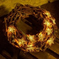 DecoLED LED sv�teln� �et�z na baterie - kovov� hv�zdy, teple b�l�, 10 diod, 1,3 m