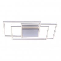 PAUL NEUHAUS LED stropn� sv�tidlo v barv� oceli s teple b�lou barvou sv�tla a funkc� stm�v�n� b�n�m vyp�na�em SimplyDim 2700K
