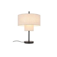 ACA Lighting stoln� lampa ANAFI �ern� kov b�ov� textiln� st�n�tko 1xE27 MT240323