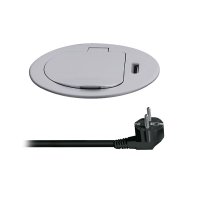 Solight 1z + USB-C 20W PD vestavn� z�suvka, 2m, st��brn� PP122C-PD20