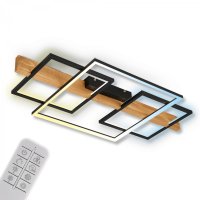 BRILONER Cadre LED stropn� sv�tidlo, p��m� a nep��m� osv�tlen�, d�lkov� ovlada�, �ern�/d�evo 3841014