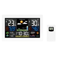 Solight meteostanice, extra velk� barevn� LCD, teplota, vlhkost, tlak, RCC, USB nab�jen�, b�l� TE81W-XL