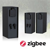 PAULMANN Plug & Shine sloupek se zásuvkami Rio vč. trafa IP44 antracit PAULMANN Plug & Shine sloupek se zásuvkami Rio vč. trafa IP44 antracit
