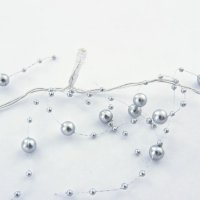 DecoLED LED sv�teln� �et�z na baterie - st��brn� perly, ledov� b�l�, 10 diod, 1,3m