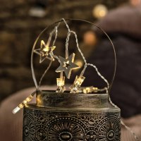 LED světelný řetěz na baterie, 10 teple bílých diod, 1,5 m, akrylové hvězdičky LED světelný řetěz na baterie, 10 teple bílých diod, 1,5 m, akrylové hvězdičky