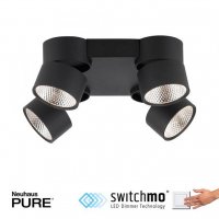 PAUL NEUHAUS Paul Neuhaus LED stropn� sv�tidlo PURE-NOLA �ern� 4 ramenn� oto�n� stm�vateln� krokov� stm�vateln� 3000K PN 6454-18
