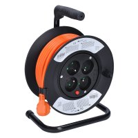 Solight prodlu�ovac� p��vod na bubnu, 4 z�suvky, 15m, oran�ov� kabel, 3x 1,5mm2 PB23O