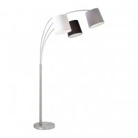 LEUCHTEN DIREKT is JUST LIGHT Stojací svítidlo v barvě oceli s tříbarevným látkovým stínítkem v moderním designu LEUCHTEN DIREKT is JUST LIGHT Stojací svítidlo v barvě oceli s tříbarevným látkovým stínítkem v moderním designu