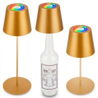 BRILONER Calida 3 v 1 RGBW LED stoln� lampi�ka bezdr�tov� IP44, stm�vateln�, dotykov� vyp�na�, zlat� 7510017