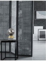 NOVA LUCE stoln� lampa JULIET kou�ov� �ed� sklo mosaz a �ed� kovov� z�kladna E14 1x12W IP20 bez ��rovky 9010264