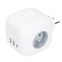 Solight rozbo�ka kostka, 3x 16A + USB A+C, b�l�, vyp�na� P110C