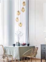 NOVA LUCE z�v�sn� sv�tidlo ODELLE mosazn� zlat� kov a jantarov� sklo E14 5x5W 230V IP20 bez ��rovky 9009255