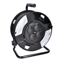 Solight prodlu�ovac� p��vod na bubnu, 4 z�suvky, venkovn�, 50m gumov� kabel, 3x 1,5mm2, IP44 PB34