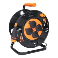 Solight prodlu�ovac� p��vod - na bubnu, 4 z�suvky, 25m kabel guma, 3x 1,5mm2, IP44 PB33