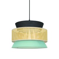 ACA Lighting z�v�sn� sv�tidlo 1XE27 NISYROS �ern� textil+ratan D40XH150CM TF20841P