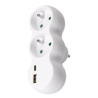 Solight rozbo�ka s USB A+C rychlonab�je�kou 20W PD, 2 x 10A, b�l� P100-PD20