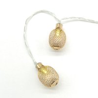 ACA Lighting "kovov� ananas", 10 LED dekora�n� �et�z na baterie (3xAA), tepl� b�l�, zlat�, kov, IP20, 135+30cm �ir� p��vodn� kabel X061011256