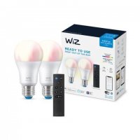 WiZ SET 2x LED ��rovka E27 A60 8W (60W) 806lm 2200-6500K RGB IP20, stm�vateln� + ovlada�