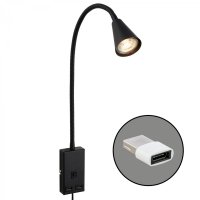 BRILONER Justra lampa na čtení, nastavitelná, 2x USB porty, černá 2175015 BRILONER Justra lampa na čtení, nastavitelná, 2x USB porty, černá 2175015