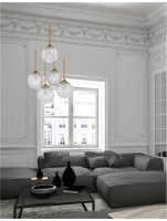 NOVA LUCE z�v�sn� sv�tidlo MIRANO �ir� strukturovan� sklo a brou�en� zlat� ocel G9 5x5W 230VIP20 bez ��rovky 9260212