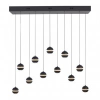 JUST LIGHT Kolekce Sch�ner Wohnen LED z�v�sn� sv�tidlo LINI �ern�, 11-ramenn�, stm�vateln�, krokov� stm�vateln� 3000K