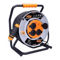 Solight prodlu�ovac� p��vod - na kovov�m bubnu, 4 z�suvky, 40m kabel guma-neopren, 3x 2,5mm2, IP44 PB43