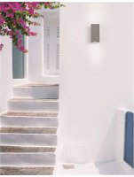 NOVA LUCE venkovn� n�st�nn� sv�tidlo FUENTO �ed� beton sklen�n� difuzor GU10 2x7W IP65 100-240V bez ��rovky sv�tlo nahoru a dol� 9790552