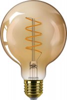 Philips LED filament ��rovka E27 G95 5,5W (40W) 470lm 2200K stm�vateln�, jantarov�