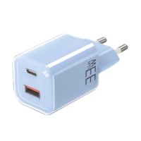 Solight 33W GaN fast charge USB-A + USB-C adapt�r, modr� DC75B