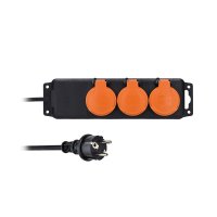 Solight prodlu�ovac� p��vod IP44, 3 z�suvky, gumov� kabel, venkovn�, 5m PP323