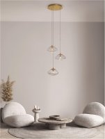 NOVA LUCE závěsné svítidlo KING mosazný zlatý kov foukané čiré sklo G9 3x5W 230V IP20 bez žárovky 9006048 NOVA LUCE závěsné svítidlo KING mosazný zlatý kov foukané čiré sklo G9 3x5W 230V IP20 bez žárovky 9006048