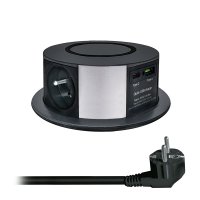 Solight 3z + USB A+C 20W PD, Wireless 10W, v�suvn� blok z�suvek, 2m, �ern� PP120CW-PD20-B