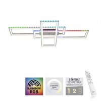LEUCHTEN DIREKT is JUST LIGHT LED stropn� sv�tidlo 101,5x71cm, st��brn� barva, RGB Rainbow, stm�vateln� CCT RGB+2700-5000K