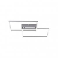 LEUCHTEN DIREKT is JUST LIGHT LED stropn� sv�tidlo hranat� v barv� oceli, 2-ramenn� a stm�vateln� s mo�nost� zm�ny teploty barvy d�lkov�m ovlada�em 2700-5000K